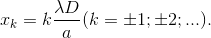 x_{k}=k\frac{\lambda D}{a} (k=\pm 1;\pm 2;...).