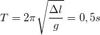 \small T=2\pi \sqrt{\frac{\Delta l}{g}}=0,5s