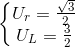 \left\{\begin{matrix} U_{r}=\frac{\sqrt{3}}{2}\\ U_{L}=\frac{3}{2} \end{matrix}\right.