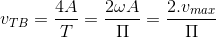 v_{TB}=\frac{4A}{T}=\frac{2\omega A}{\Pi }=\frac{2.v_{max}}{\Pi }