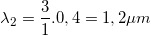 \small \lambda _{2}=\frac{3}{1}.0,4=1,2 \mu m