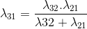 \lambda _{31} =\frac{\lambda _{32}.\lambda _{21}}{\lambda 32+\lambda _{21}}