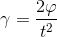 \gamma =\frac{2\varphi }{t^{2}}