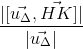 \frac{|[\vec{u_{\Delta }},\vec{HK}]|}{|\vec{u_{\Delta }}|}