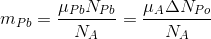 m_{Pb}=\frac{\mu _{Pb}N_{Pb}}{N_{A}}=\frac{\mu _{A}\Delta N_{Po}}{N_{A}}