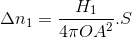 \Delta n_{1}=\frac{H_{1}}{4\pi OA^{2}}.S