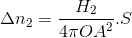 \Delta n_{2}=\frac{H_{2}}{4\pi OA^{2}}.S