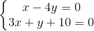 \left\{\begin{matrix} x-4y=0\\3x+y+10=0 \end{matrix}\right.