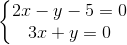 \left\{\begin{matrix} 2x-y-5=0\\3x+y=0 \end{matrix}\right.