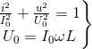 \left.\begin{matrix} \frac{i^{2}}{I_{0}^{2}}+\frac{u^{2}}{U_{0}^{2}}=1\\ U_{0}=I_{0}\omega L \end{matrix}\right\}