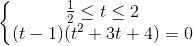 \left\{\begin{matrix}\frac{1}{2}\leq t\leq 2\\(t-1)(t^{2}+3t+4)=0\end{matrix}\right.