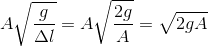 A\sqrt{\frac{g}{\Delta l}}=A\sqrt{\frac{2g}{A}}=\sqrt{2gA}