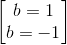 \begin{bmatrix} b=1\\b=-1 \end{bmatrix}