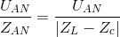 \frac{U_{AN}}{Z_{AN}}=\frac{U_{AN}}{\left | Z_{L}-Z_{c} \right |}