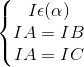 \left\{\begin{matrix} I\epsilon (\alpha ) & \\IA=IB & \\ IA=IC & \end{matrix}\right.