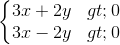 \left\{\begin{matrix} 3x+2y>0\\3x-2y>0 \end{matrix}\right.