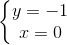 \left\{\begin{matrix} y=-1\\x=0 \end{matrix}\right.