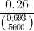 \frac{0,26}{\left ( \frac{0,693}{5600} \right )}