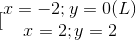 [\begin{matrix} x=-2;y=0(L)\\x=2;y=2 \end{matrix}