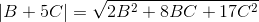 \left | B + 5C \right |= \sqrt{2B^{2}+8BC+17C^{2}}