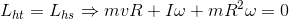 L_{ht}=L_{hs}\Rightarrow mvR + I\omega +mR^{2}\omega =0