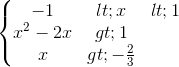 \left\{\begin{matrix}-1< x< 1\\x^{2}-2x> 1\\x> -\frac{2}{3}\end{matrix}\right.