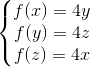 \left\{\begin{matrix} f(x)=4y\\f(y)=4z \\f(z)=4x \end{matrix}\right.