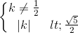 \left\{\begin{matrix} k\neq \frac{1}{2}\\|k|<\frac{\sqrt{5}}{2} \end{matrix}\right.