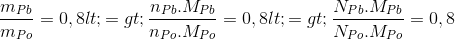 \frac{m_{Pb}}{m_{Po}}=0,8 <=> \frac{n_{Pb}.M_{Pb}}{n_{Po}.M_{Po}}=0,8 <=> \frac{N_{Pb}.M_{Pb}}{N_{Po}.M_{Po}}=0,8