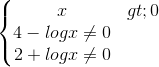 \left\{\begin{matrix} x>0\\4-logx\neq 0 \\ 2+logx\neq 0 \end{matrix}\right.