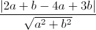 \frac{\left|2a+b-4a+3b\right|}{\sqrt{a^{2}+b^{2}}}