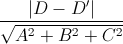 \frac{\left|D-D'\right|}{\sqrt{A^{2}+B^{2}+C^{2}}}