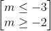 \begin{bmatrix} m\leq -3\\m\geq -2 \end{bmatrix}