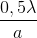 \frac{0,5\lambda }{a}