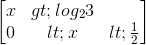 \begin{bmatrix}x> log_{2}3\\0< x< \frac{1}{2}\end{bmatrix}