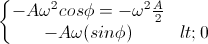 \left\{\begin{matrix}-A\omega^{2}cos\phi=-\omega^{2}\frac{A}{2}\\-A\omega(sin\phi)<0\end{matrix}\right.