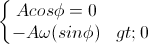 \left\{\begin{matrix}Acos\phi=0\\-A\omega(sin\phi)>0\end{matrix}\right.