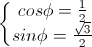 \left\{\begin{matrix}cos\phi=\frac{1}{2}\\sin\phi=\frac{\sqrt{3}}{2}\end{matrix}\right.