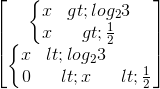 \begin{bmatrix}\left\{\begin{matrix}x> log_{2}3\\x> \frac{1}{2}\end{matrix}\right.\\\left\{\begin{matrix}x< log_{2}3\\0< x< \frac{1}{2}\end{matrix}\right.\end{bmatrix}