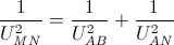 \frac{1}{U_{MN}^{2}}=\frac{1}{U_{AB}^{2}}+\frac{1}{U_{AN}^{2}}