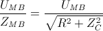 \frac{U_{MB}}{Z_{MB}}=\frac{U_{MB}}{\sqrt{R^{2}+Z_{C}^{2}}}