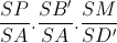 \frac{SP}{SA}.\frac{SB'}{SA}.\frac{SM}{SD'}