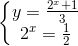 \left\{\begin{matrix} y=\frac{2^{x}+1}{3}\\ 2^{x}=\frac{1}{2}\end{matrix}\right.