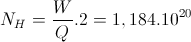 N_{H}=\frac{W}{Q}.2=1,184.10^{20}