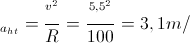 _{a_{ht}}=\frac{^{v^{2}}}{R}=\frac{^{5,5^{2}}}{100}=3,1m/