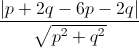 \frac{|p+2q-6p-2q|}{\sqrt{p^{2}+q^{2}}}