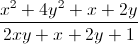 \frac{x^{2}+4y^{2}+x+2y}{2xy+x+2y+1}