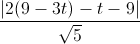 \frac{|2(9-3t)-t-9|}{\sqrt{5}}