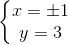 left{begin{matrix} x=pm 1\y=3 end{matrix}right.