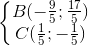 left{begin{matrix} B(-frac{9}{5};frac{17}{5})\C(frac{1}{5};-frac{1}{5}) end{matrix}right.